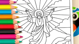 Coloring page Jesus Ascension Theme Coloring Page Online