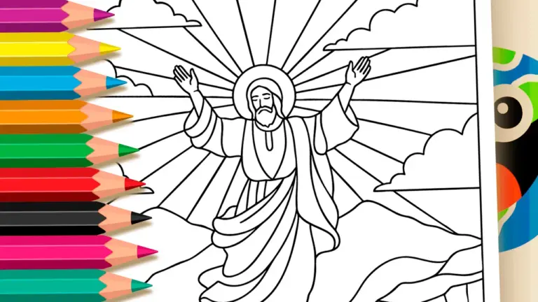 Jesus Ascension Theme Coloring Page Online - Culture & Holiday Coloring Pages
