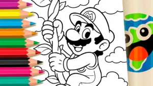 Coloring page Mario Climbing Coloring Page: Color Online or Print Free PDF