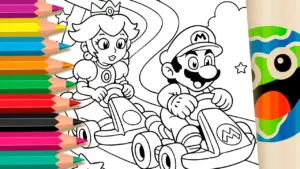 Coloring page Mario Kart Rainbow Road Coloring Page: Paint Online or Print Free PDF