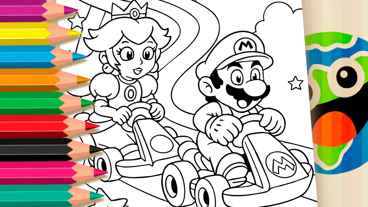 Mario Kart Rainbow Road Coloring Page: Paint Online or Print Free PDF