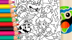 Coloring page Mario vs Bowser Battle Coloring Page: Color Online or Print Free PDF