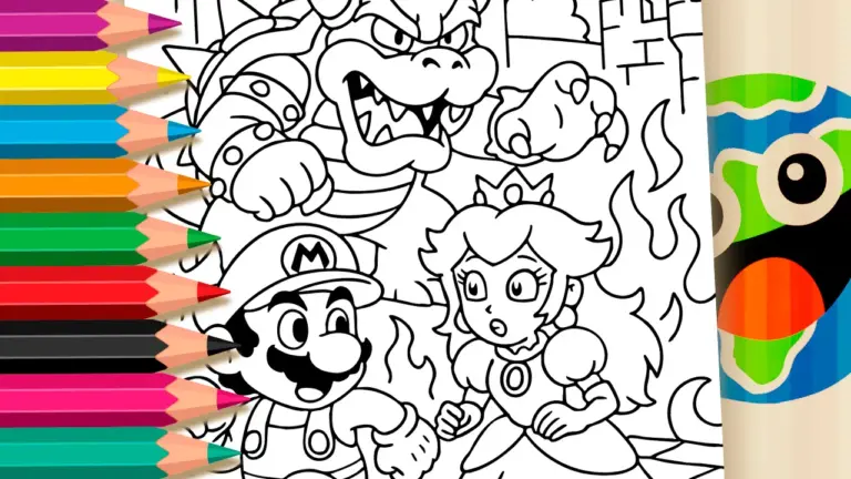 Mario vs Bowser Battle Coloring Page: Color Online or Print Free PDF - Famous Characters Coloring Pages