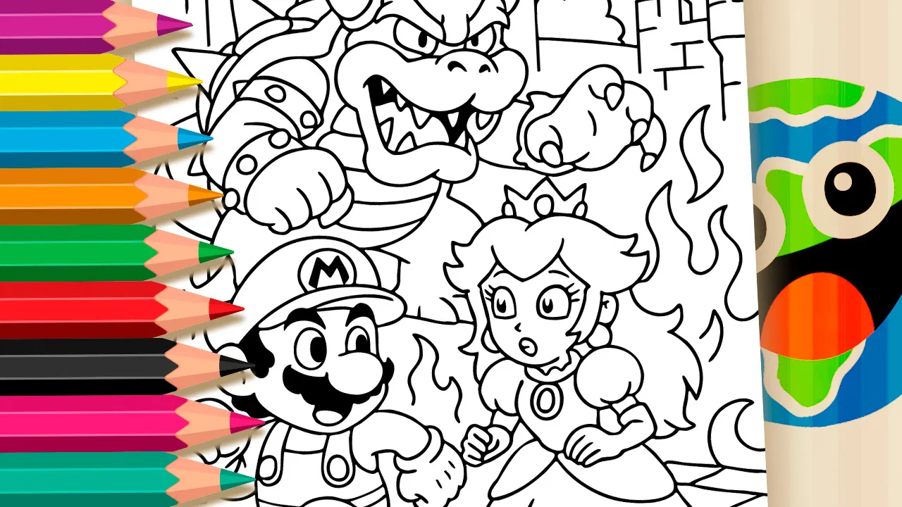 Mario vs Bowser Battle Coloring Page: Color Online or Print Free PDF