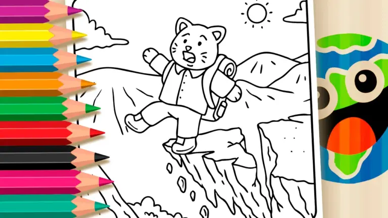 Mountain Peak Adventure Coloring Pages: Color Online or Print Free PDF - Nature & Landscape Coloring Pages