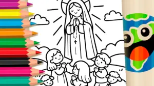 Coloring page Our Lady and the Little Shepherd Children Coloring Page: Color Online or Print Free