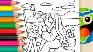Coloring page Painting the Landscape Coloring Page: Paint Online or Print Free PDF