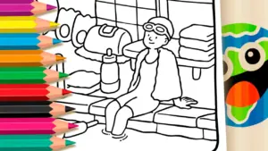 Coloring page Swimmer Girl Coloring Page: Paint Online or Print for Free