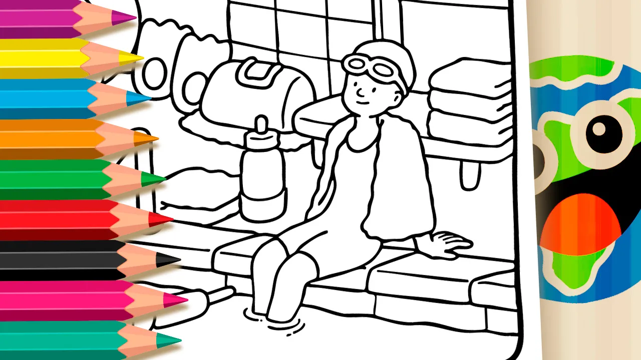 Swimmer Girl Coloring Page: Paint Online or Print for Free