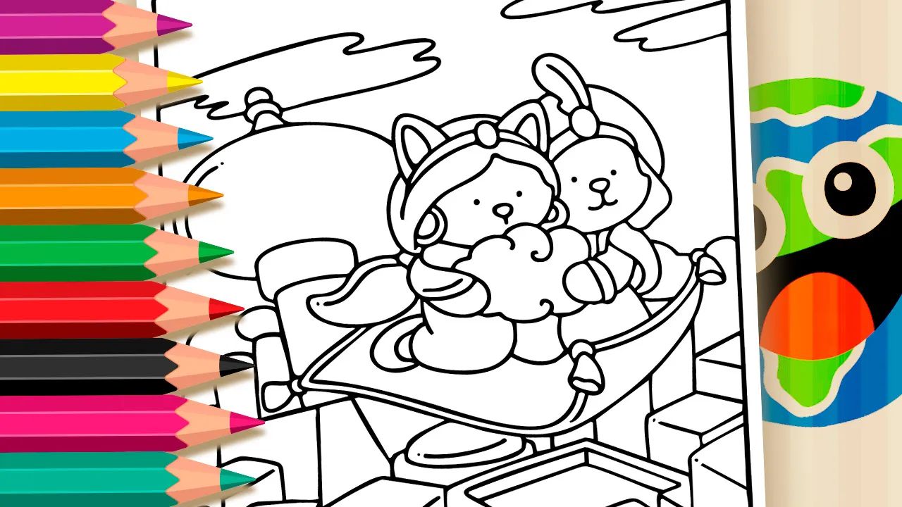 Aladdin and Jasmine Magic Carpet Ride Coloring Page