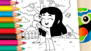 Coloring page Ana Castela and Her Puppy - Cute Theme Coloring Page