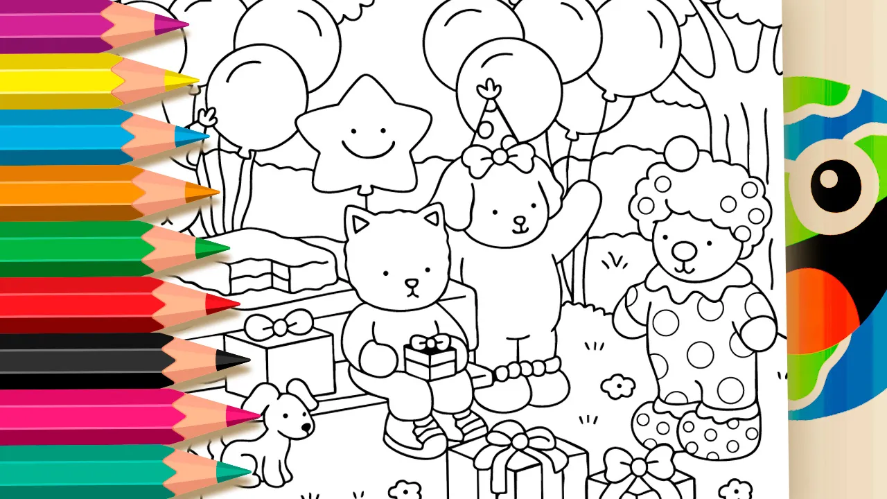 Animal Birthday Party Theme Coloring Pages