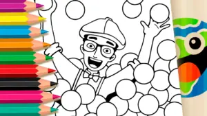 Coloring page Blippi at the Ball Pit: Fun Theme Coloring Page