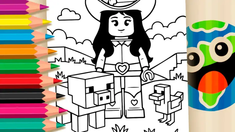 Cowgirl Adventures in Block World Coloring Pages - Famous Characters Coloring Pages