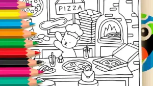 Coloring page Cute Pizzaiolo Bobbie Goods Style Coloring Page - Free Mobile Fun!