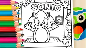 Coloring page Cute Sonic Theme Coloring Page in His Room
