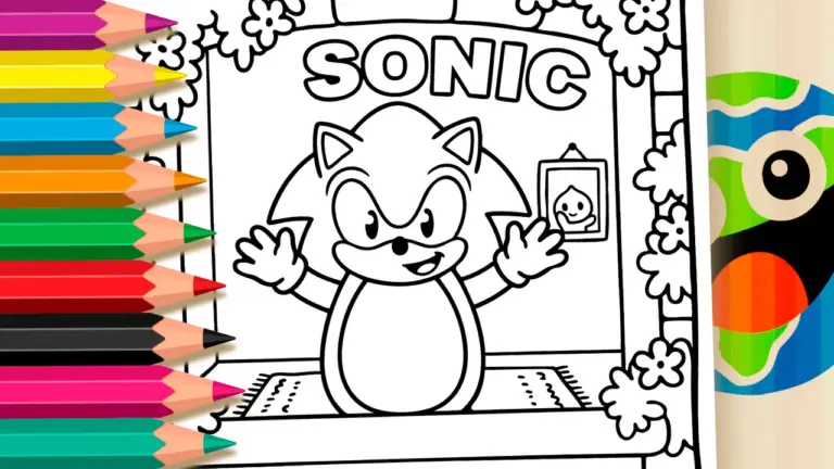 Cute Sonic Theme Coloring Page in His Room - Cute & Kawaii Coloring Pages Online