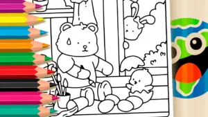 Coloring page Teddy Bear and the Easter Surprise Egg Coloring Page