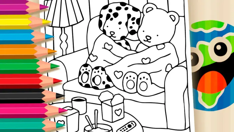Cozy Bobbie Goods Style Pajama Night Coloring Page - Cute & Kawaii Coloring Pages Online