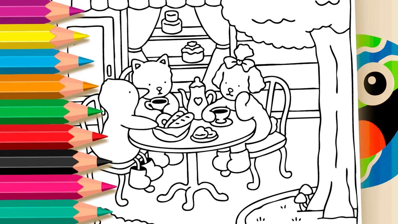 Bobbie Goods Style Tea Time Coloring Pages FREE ▷ Paint on Your Phone