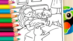Coloring page The Awakening with the Surprise Kitten Gift Coloring Page