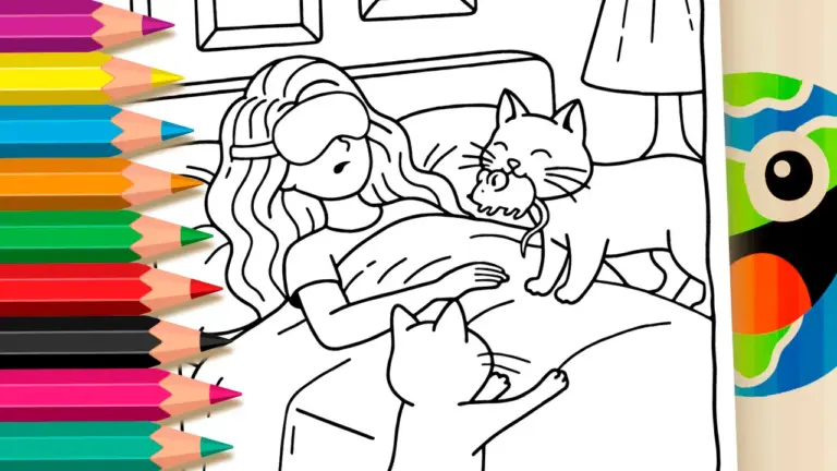 The Awakening with the Surprise Kitten Gift Coloring Page - Cute & Kawaii Coloring Pages Online