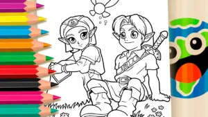 Coloring page Link, Zelda & Navi Adventure Coloring Pages