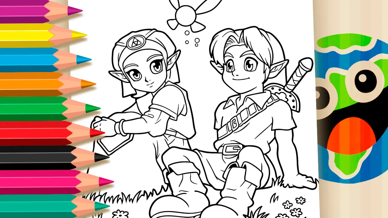 Link, Zelda & Navi Adventure Coloring Pages