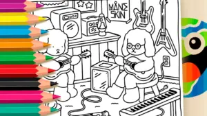 Coloring page Måneskin Bobbie Goods Style Coloring Page - Free Mobile Coloring Fun