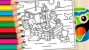 Coloring page Bobbie Goods Marine Rescue: Cute Bears and Puppies Theme Coloring Pages