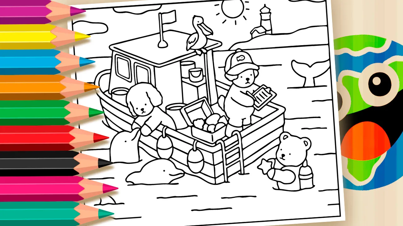 Bobbie Goods Marine Rescue: Cute Bears and Puppies Theme Coloring Pages