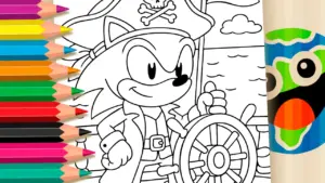 Coloring page Pirate Sonic: Free Online Coloring Page