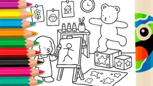 Coloring page Puppy Artist: ‘Looks Just Like’ Theme Coloring Page