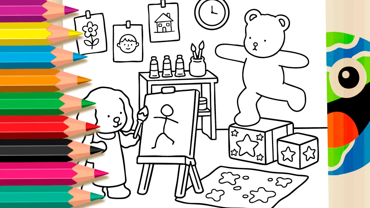 Puppy Artist: ‘Looks Just Like’ Theme Coloring Page