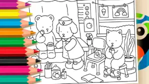 Coloring page Cute Puppy Nurse Theme Coloring Page