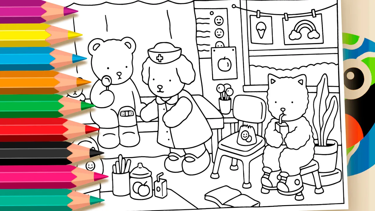 Cute Puppy Nurse Theme Coloring Page