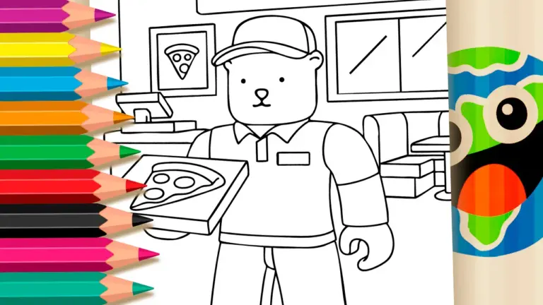 Pizza Man Fun Theme Coloring Pages: Roblox Meets Bobbie Goods - Cute & Kawaii Coloring Pages Online