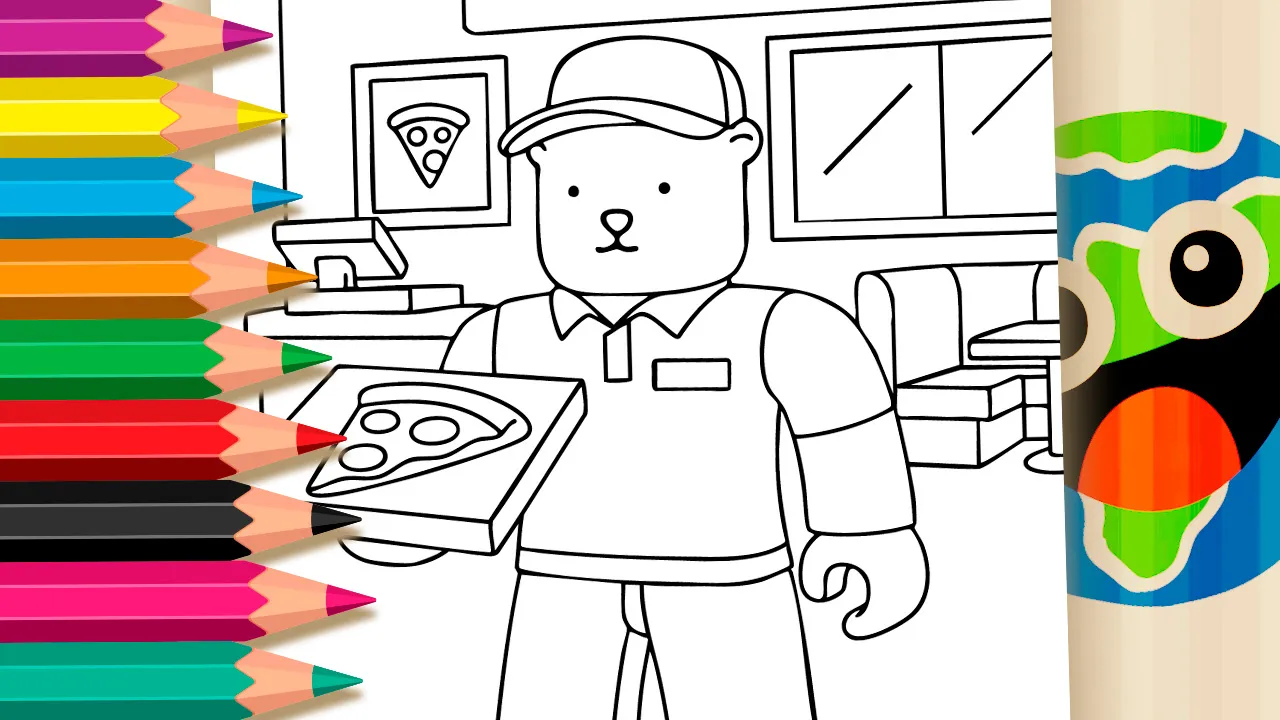 Pizza Man Fun Theme Coloring Pages: Roblox Meets Bobbie Goods
