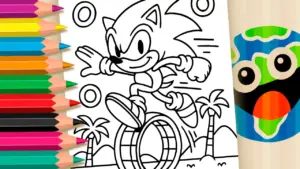 Coloring page Sonic Running on the Beach: Fun Online Coloring Page