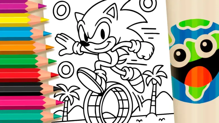 Sonic Running on the Beach: Fun Online Coloring Page - Famous Characters Coloring Pages