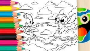 Coloring page Sonic & Stitch Theme Coloring Page: The Creation of Adam Fun