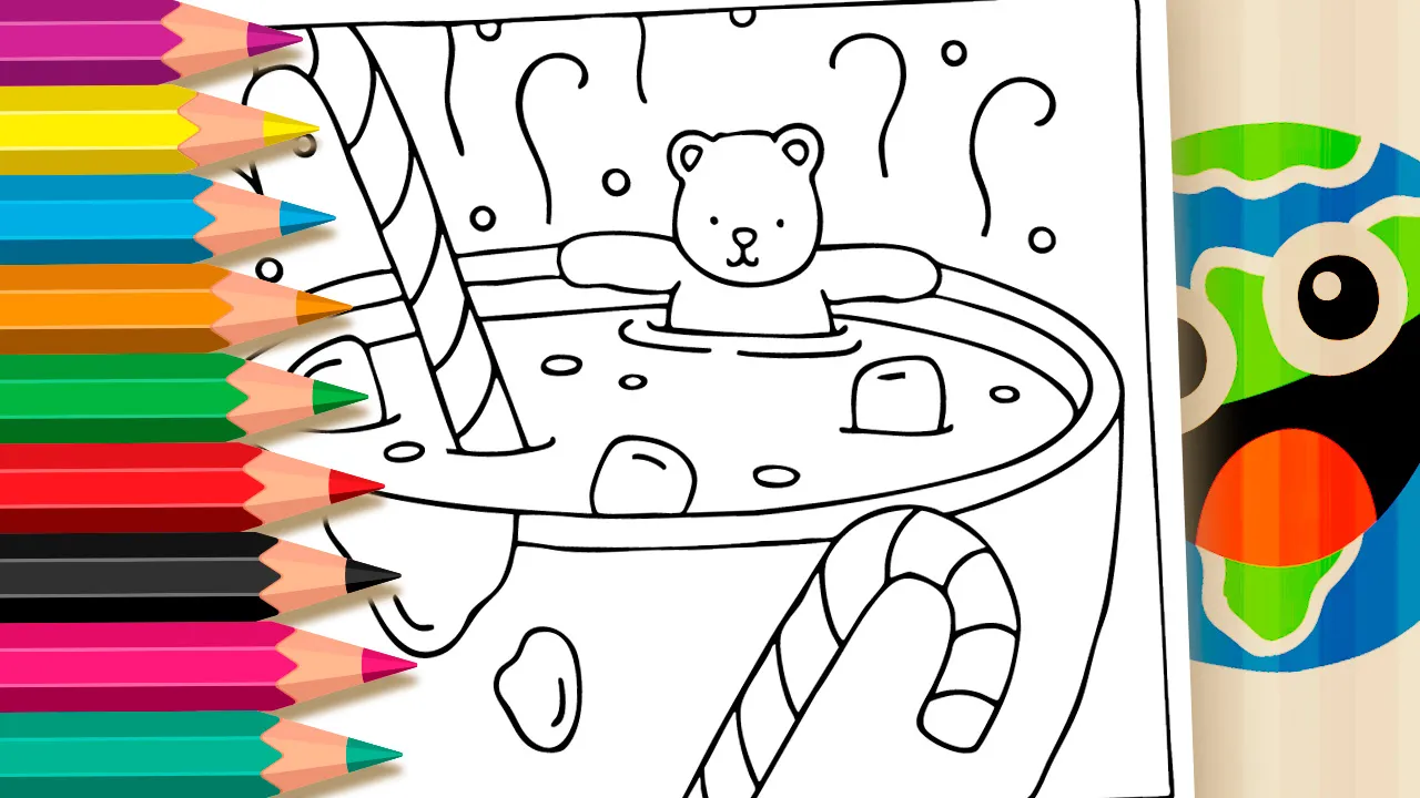 Cozy Teddy Bear in a Mug Coloring Page – Bobbie Goods Style