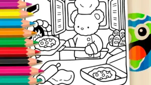Coloring page Teddy Pizza Chef Coloring Pages