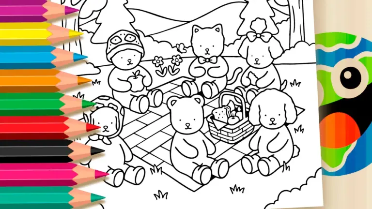 Bobbie Goods Style Picnic Coloring Page Free ▷ Color on Your Phone - Cute & Kawaii Coloring Pages Online