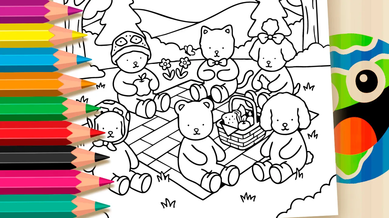 Bobbie Goods Style Picnic Coloring Page Free ▷ Color on Your Phone