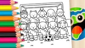 Coloring page Cute Bobbie Goods Style Soccer Team Coloring Pages