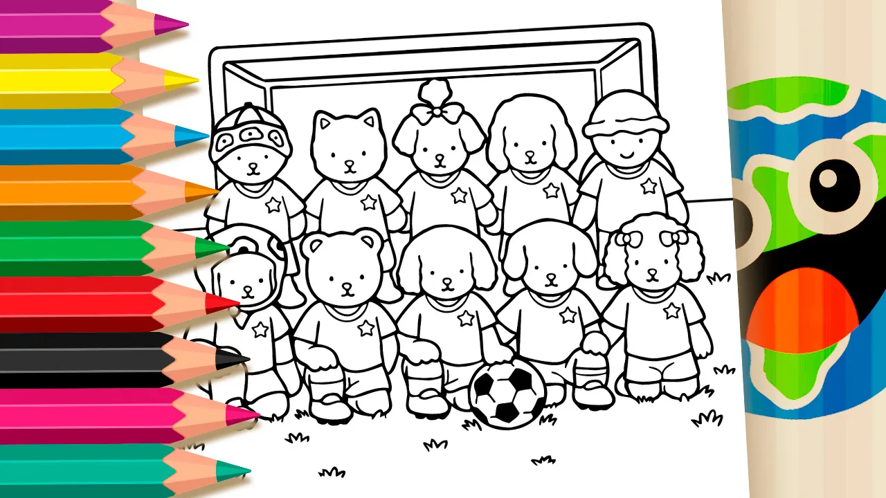 Cute Bobbie Goods Style Soccer Team Coloring Pages