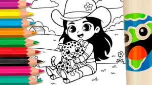 Coloring page Boiadeirinha and Oncinha Theme Coloring Pages - Paint on Your Phone for Free!