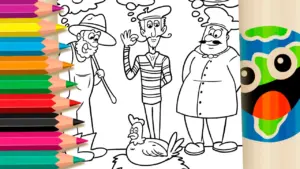 Coloring page Confused Chicken and Professions Theme Coloring Page