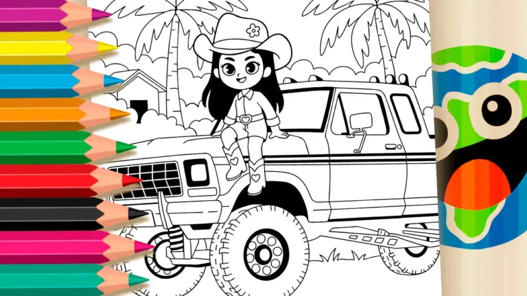 Cowgirl and Monster Truck Coloring Pages – Free Mobile Fun - Famous Characters Coloring Pages
